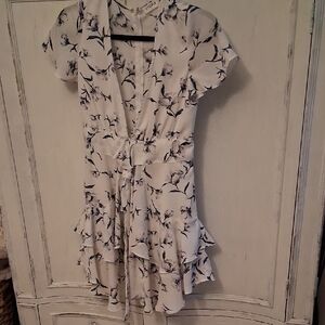 Storia White and Blue Floral Dress